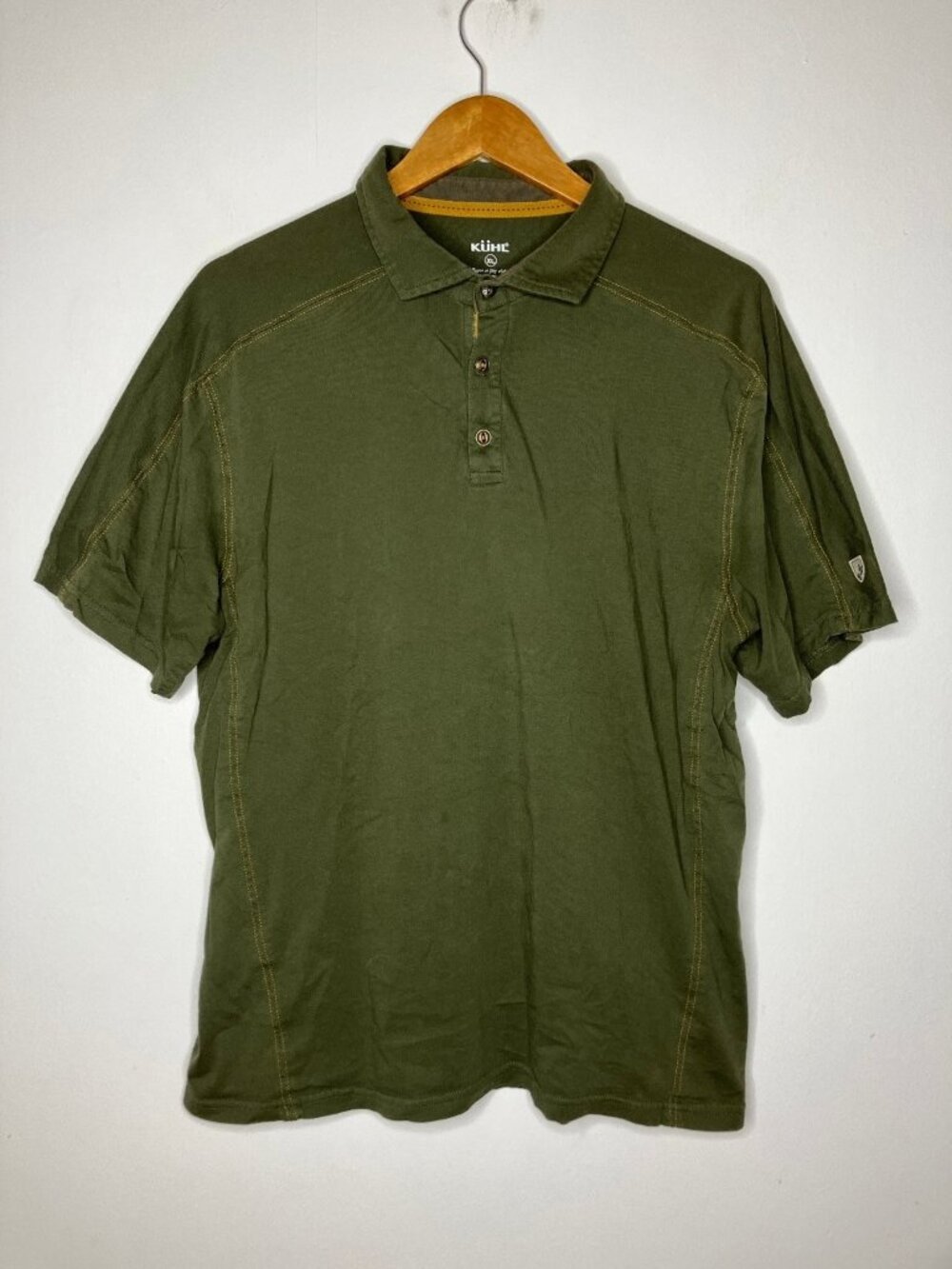 KUHL Men's Wildfibre Organic Cotton Polo Shirt XL Green Short Sleeve